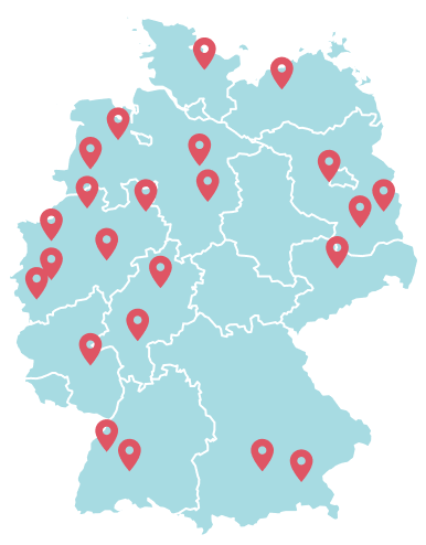 Karte mit Standorten von Serviceanbietern für Deutsche Verwaltungs Cloud